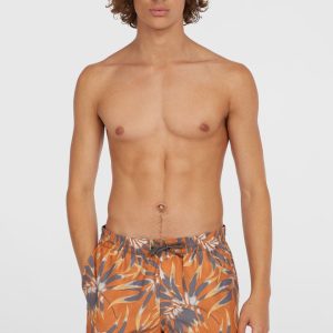 Short de bain Cali Floral 16'' | Orange Dipped Leaves