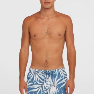 Short de bain Cali Floral 16'' | Blue Dipped Leaves