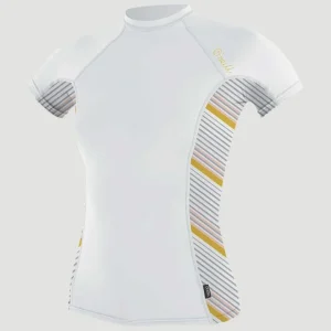 Side Print Short Sleeve Rash Guard | White