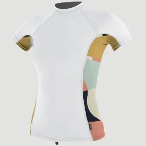 Side Print Short Sleeve Rash Guard | WHITE/JASMINE