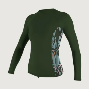 Side Print Long Sleeve Rash Guard | Dark Green
