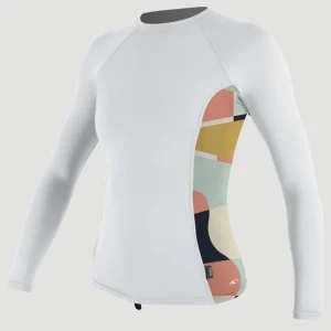 Side Print Long Sleeve Rash Guard | WHITE/JASMINE